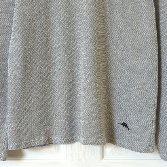 Tommy Bahama Lightweight Jacquard Knit Quarter Zip Pullover Sweater Gray Medium - Picture 6 of 10